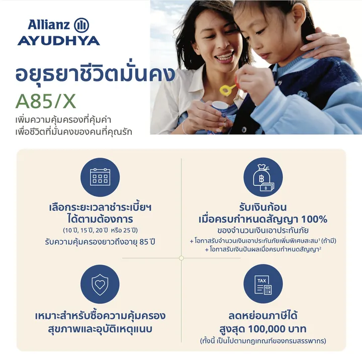 ตัวแทนประกันแนะนำแผน อยุธยาชีวิตมั่นคง A85/X